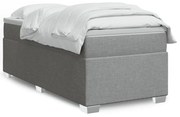 Κρεβάτι Boxspring με Στρώμα Ανοιχτό Γκρι 90x190 εκ. Υφασμάτινο