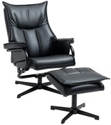 Πολυθρόνα Relax HOMCOM με Υποπόδιο, Περιστρεφόμενη, Ρυθμιζόμενη Πλάτη, Ατσάλινο Πλαίσιο, Μαύρο