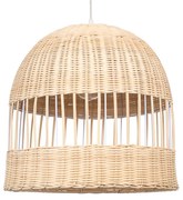 GloboStar® LUCIA 01725 Μοντέρνο Κρεμαστό Φωτιστικό Οροφής Μονόφωτο 1 x E27 Μπεζ Μπαμπού Καμπάνα Φ40 x Υ34cm
