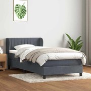 vidaXL Κρεβάτι Boxspring με Στρώμα Σκούρο Γκρι 100x210 εκ. Βελούδινο