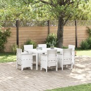 vidaXL Σετ Γευμάτων Κήπου 7 pcs Λευκό Ψάθα / Πολυεστέρας