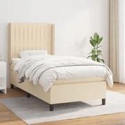 Κρεβάτι Boxspring με Στρώμα Κρεμ 90x200 εκ.Υφασμάτινο - Κρεμ