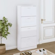 vidaXL Παπουτσοθήκη Γυαλιστερό Λευκό 63x24x147 εκ. Επεξεργασμένο Ξύλο