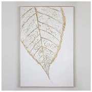 Πίνακας Σε Καμβά Φύλλο Λευκό-Χρυσό 82x122x5cm 755-12039 Estheti-755-12039-Λευκό-Χρυσό 755-12039