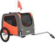 VEVOR Dog Bike Trailer, Supports up to 66 lbs, Pet Cart Bicycle Carrier, Easy Folding Frame with Quick Release Wheels, Universal Bicycle Coupler, Reflectors, Flag, Collapsible to Store, Orange/Gray