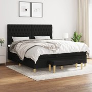 vidaXL Κρεβάτι Boxspring με Στρώμα Μαύρο 180x200 εκ. Υφασμάτινο