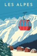 Εικονογράφηση Ski resort with red gondola lift,, Rinat Khairitdinov