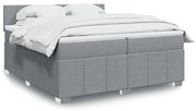 vidaXL Κρεβάτι Boxspring με Στρώμα Ανοιχτό Γκρι 200x200 εκ. Υφασμάτινο