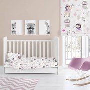 Σεντόνι Βρεφικό Lily &amp; Deer 179 Με Λάστιχο White-Pink DimCol Κούνιας 70x155cm 100% Βαμβάκι