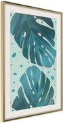 Αφίσα - Pastel Monstera Leaves - 40x60 - Χρυσό - Με πασπαρτού