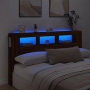 Κεφαλάρι Κρεβατιού με LED Καφέ Δρυς 180x18,5x103,5 εκ - Καφέ