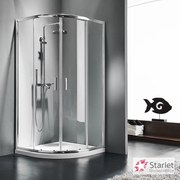 STARLET Quadrant Καμπίνα 1/4 κύκλου με 2 σταθερά &amp; 2 συρόμενα φύλλα CHROME 87-89 Υ180εκ