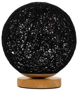 Φωτιστικό Επιτραπέζιο Ψάθινο Indus 01338 1xE27 Φ20cm Black GloboStar