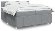 vidaXL Κρεβάτι Boxspring με Στρώμα Ανοιχτό Γκρι 200x200 εκ. Υφασμάτινο