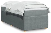 vidaXL Κρεβάτι Boxspring με Στρώμα Ανοιχτό Γκρι 90x200 εκ. Υφασμάτινο