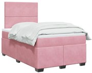 vidaXL Κρεβάτι Boxspring με Στρώμα Ροζ 120x190 εκ. Βελούδινο