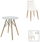 Σετ Τραπεζαρίας Aurora-Julita 3τεμ pp-mdf σε λευκό-φυσική απόχρωση Φ60x73εκ 60x60x73 εκ.