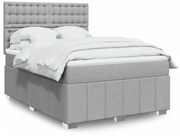 Κρεβάτι Boxspring με Στρώμα Ανοιχτό Γκρι 140x190 εκ. Υφασμάτινο