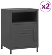 Κομοδίνα 2 τεμ. Ανθρακί 35 x 35 x 51 εκ. Ατσάλινα 3095220