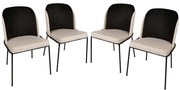 Καρέκλα Dore (Σετ 4Τμχ) 974NMB1213 54x55x86cm Black-Cream Βελούδο, Μέταλλο
