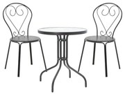 Σετ Κήπου Τραπεζαρία Watson-Chari 3 τεμ Μεταλλικό Μαύρο 60x60x70 εκ.