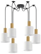 SE21-GM-4-BL6-SH1 ADEPT TUBE Gold Matt Pendant White Fabric Shade+