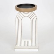 Κηροπήγιο Ξύλινο 752-23012 14x12,50x26cm White-Gold Estheti Home Μέταλλο,Ξύλο