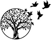 Διακοσμητικό Τοίχου Tree And Birds 891TNL2250 61x56cm Black Wallity Metal
