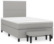 vidaXL Κρεβάτι Boxspring με Στρώμα Ανοιχτό Γκρι 120x190 εκ. Υφασμάτινο