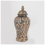 Βάζο Κεραμικό Χρυσό &amp; Γκρι 16x16x33.5cm 752-20030 Estheti-752-20030-Γκρι 752-20030