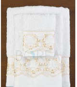 Borea Πετσέτες Σετ 3ΤΜΧ 63013 με Δαντέλα 70 x 140 / 50 x 90 / 30 x 50 cm Εκρού