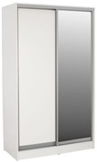 Ντουλάπα Συρόμενη Adler Μελαμίνης 120x60x220Υεκ. Δίφυλλη Λευκή Με Καθρέπτη