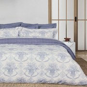 Σεντόνια Prestige 1696 (Σετ 4τμχ) Ecru-Blue Das Home King Size 250x270cm 100% Βαμβακοσατέν