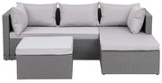 WOODWELL Ε6628,1CORNER Set Wicker, Γωνία με Σκαμπό, Απόχρωση Ανοιχτό Γκρι 202x142x71 H.63 -Σκ.68x64x30cm Ε6628,1