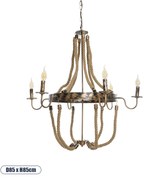 01404 GloboStar® GLOBOSTAR® VICTORIAN 01404 Vintage Κρεμαστό Φωτιστικό Οροφής με Ντουί 6 x E14 AC 220-240V IP20 - Μπρούτζινο Εφέ Σκουριάς &amp; Μπεζ - Μ85 x Π85 x Υ85cm
