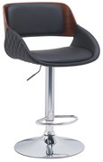 Σκαμπό Bar ArteLibre HAGEN Μαύρο/Καφέ Ξύλο/PU/Αλουμίνιο 52x51x89-110.5cm-15330013