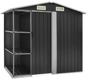 vidaXL Αποθήκη Κήπου με Ράφια Ανθρακί 205 x 130 x 183 εκ. Σιδερένια