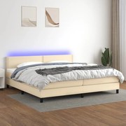 ΚΡΕΒΑΤΙ BOXSPRING ΜΕ ΣΤΡΩΜΑ &amp; LED ΚΡΕΜ 200X200 ΕΚ. ΥΦΑΣΜΑΤΙΝΟ 3133106