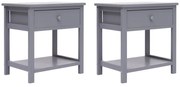 vidaXL Κομοδίνα 2 τεμ. Γκρι 40 x 29 x 42 εκ. από Ξύλο Παυλώνιας