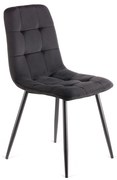 Καρέκλα Rena plus σε βελούδο ύφασμα μαύρο-πόδι μαύρο μεταλλικό 48x55x90