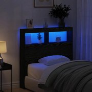 Κεφαλάρι με Αποθηκευτικό Χώρο &amp; LED Μαύρο Δρυς 100x17x102 εκ. - Μαύρο