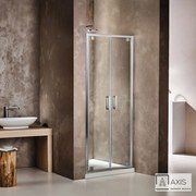 AXIS Twin Pivot Πόρτα Ντουζιέρας με 2 ανοιγόμενα φύλλα CHROME 87-91 Y185εκ &amp; 2Προφίλ Επέκτασης x3εκ