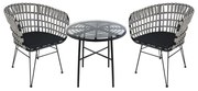 Σετ Τραπεζαρία Κήπου ArteLibre APPIUS Μαύρο Μέταλλο/Rattan/Γυαλί Με 2 Καρέκλες 14990394