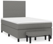 vidaXL Κρεβάτι Boxspring με Στρώμα Σκούρο Καφέ 120x190 εκ Υφασμάτινο