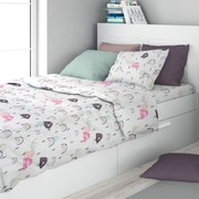 Παπλωματοθήκη Μονή (160x240) Dimcol Rainbow 575 White - Pink