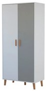 Ντουλάπα Timmy 2D Λευκό-Γραφίτη-Γκρι 90x50x199cm