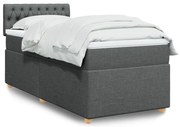 vidaXL Κρεβάτι Boxspring με Στρώμα Σκούρο Γκρι 90x190 εκ. Υφασμάτινο