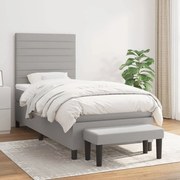 Κρεβάτι Boxspring με Στρώμα Ανοιχτό Γκρι 80x200 εκ. Υφασμάτινο - Γκρι