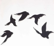 Διακοσμητικό Τοίχου Birds (Σετ 5Τμχ) 507ATP1154 15x30/20x30/25x30cm Black Wallity Ατσάλι