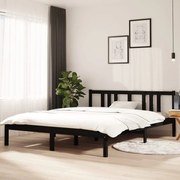 Πλαίσιο Κρεβατιού Μαύρο 150 x 200 εκ. Μασίφ Ξύλο King Size 814893